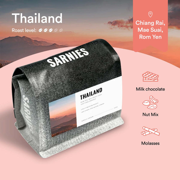 Thailand, Chiang Rai, Mae Suai, Rom Yen, USDA Certified Organic Coffee Beans (Single Origin)