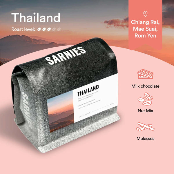 Thailand, Chiang Rai, Mae Suai, Rom Yen, USDA Certified Organic Coffee Beans (Single Origin)